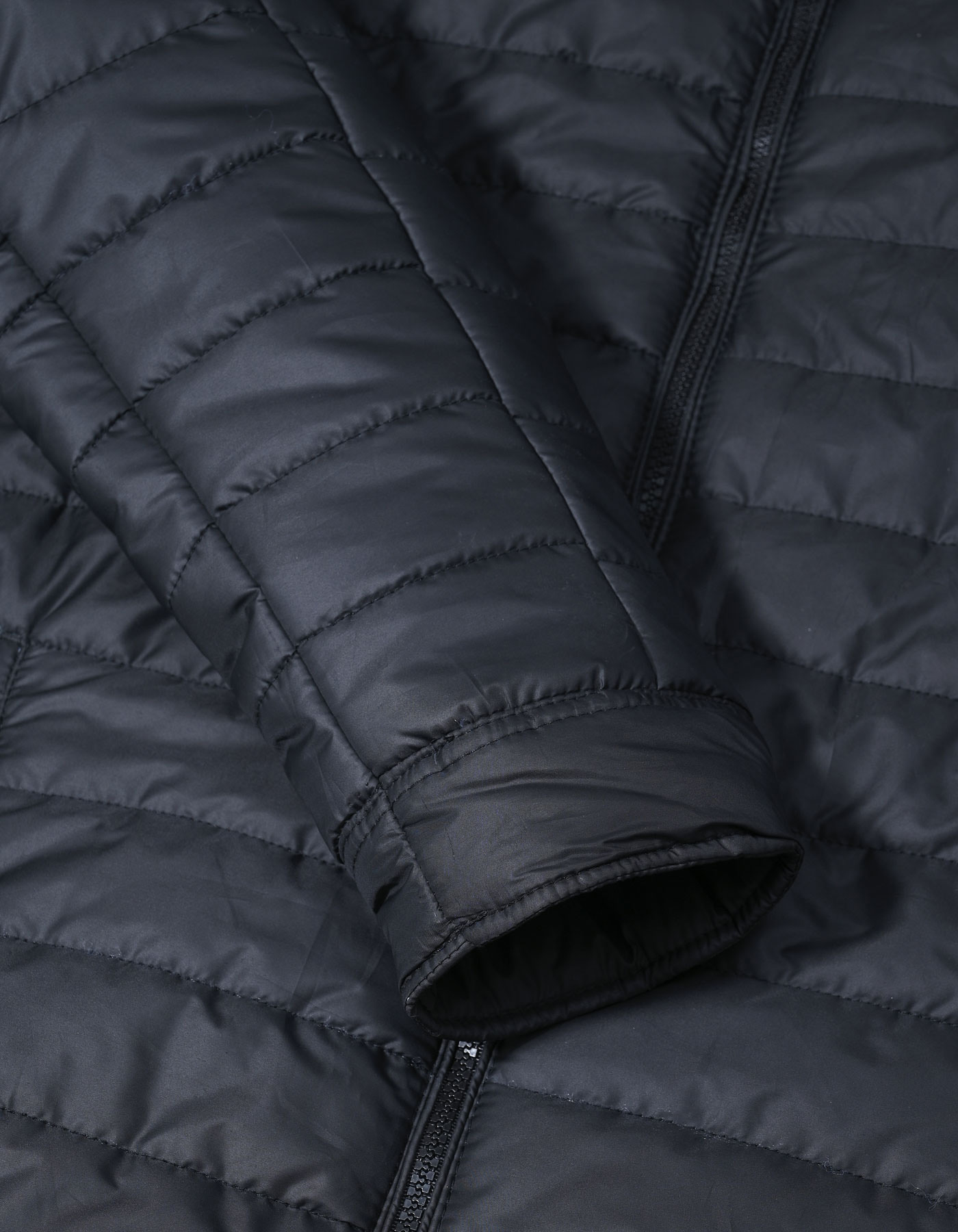 Black Plain Mock Neck Puffer Jacket - Image 3
